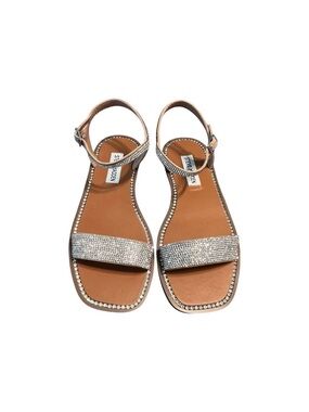 Steve Madden Silver Crystal Ankle-Strap Sandals Size 7.5